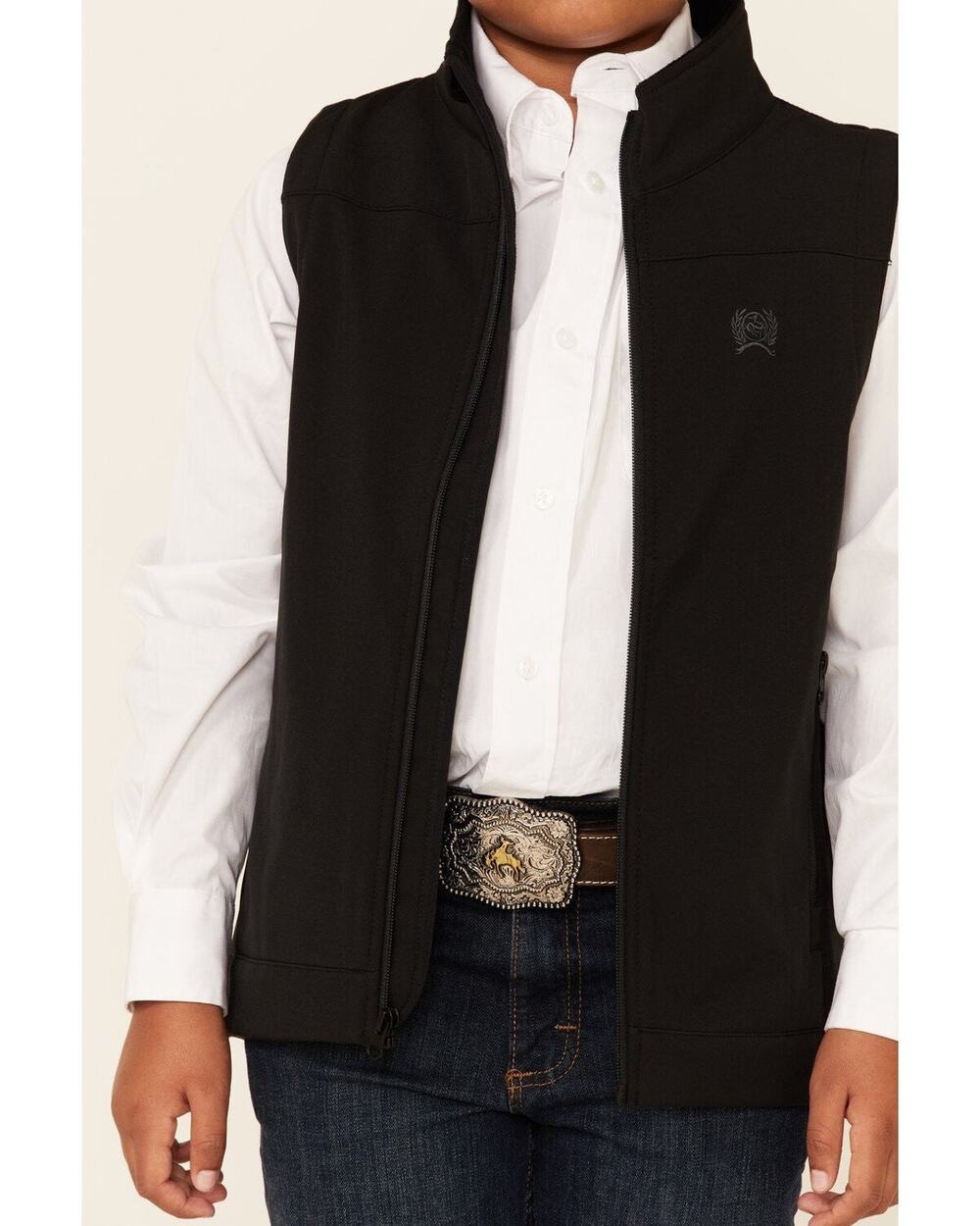 Cinch Youth Boy's Black Soft Shell Vest Jacket Sleeveless L (12) MWV750002
